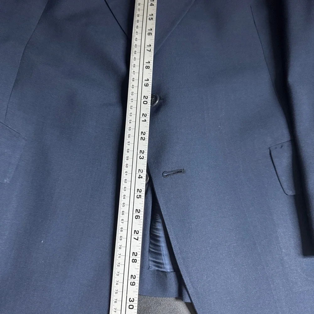 1960s Hart Schaffner Marx Men's Navy Blue Wool Blend Blazer Jacket 2 Button Coat